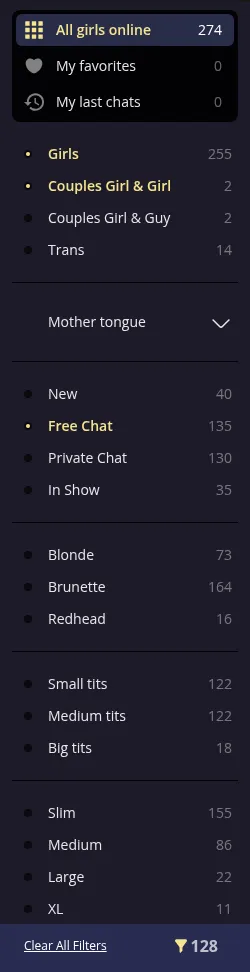 Advanced model filters sidebar